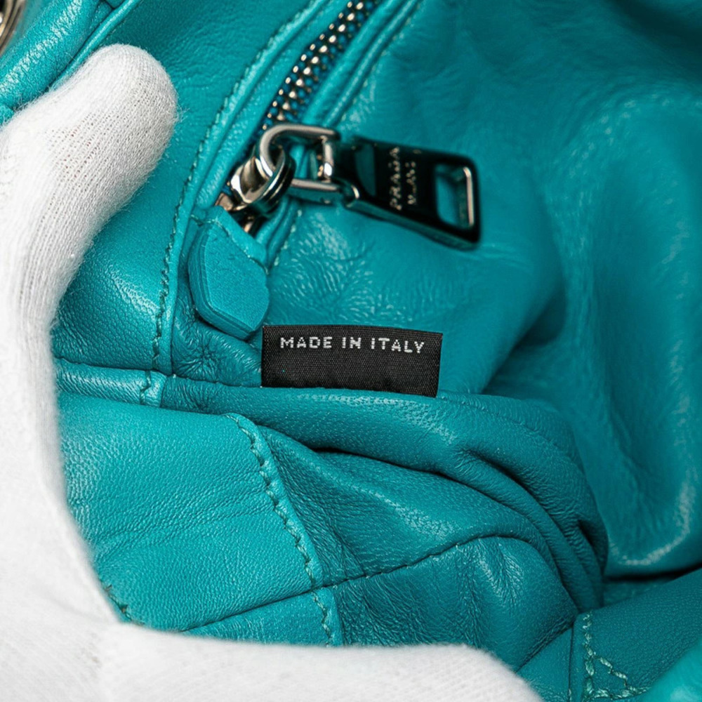 Prada Nappa Gaufre Chain Shoulder Bag Blue Leather - Picture 6 of 9